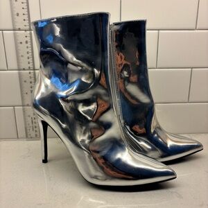 Silver Stiletto Ankle Boots by Joe Fresh